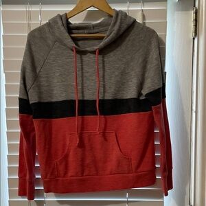 Loveappella Gray and Red Women's Hoodie Sweater